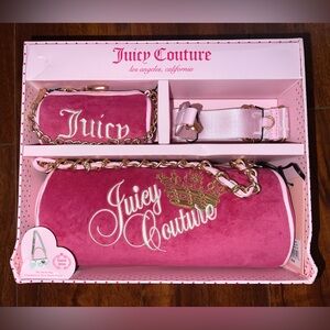 Juicy Couture Pink Barrel Bag 👑 Gold Chain Shoulder Strap Crossbody Y2K Gift box